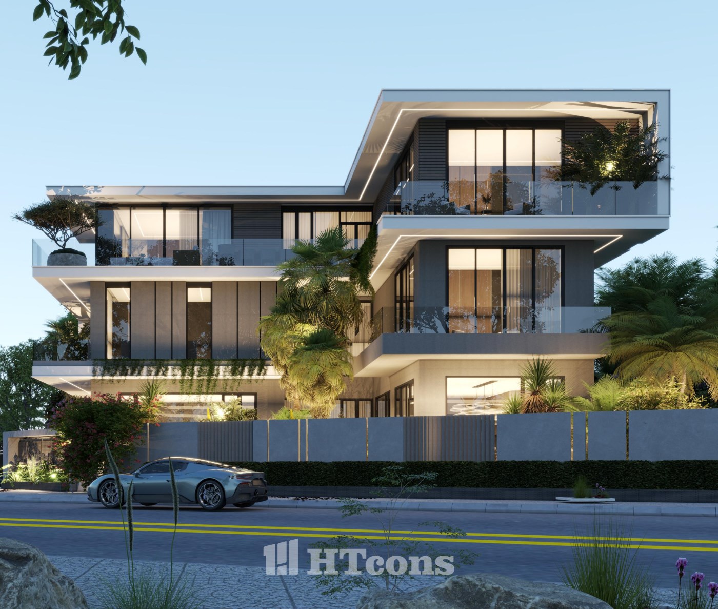 MẪU VILLA 3 TẦNG CHỮ L ĐỘC ĐÁO