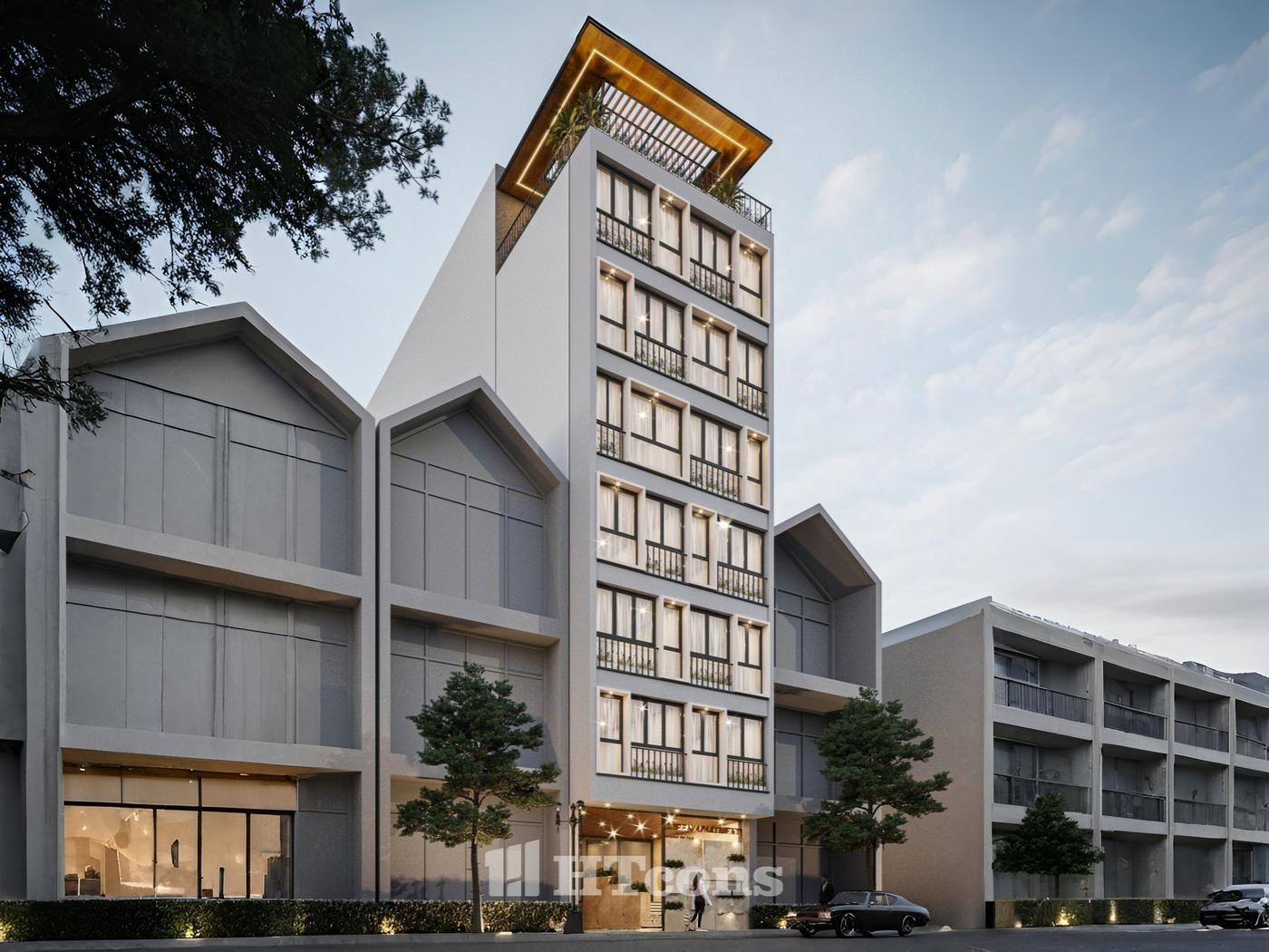 MẪU NHÀ PHỐ KẾT HỢP KINH DOANH 1 HẦM - 8 TẦNG - 1 TUM 