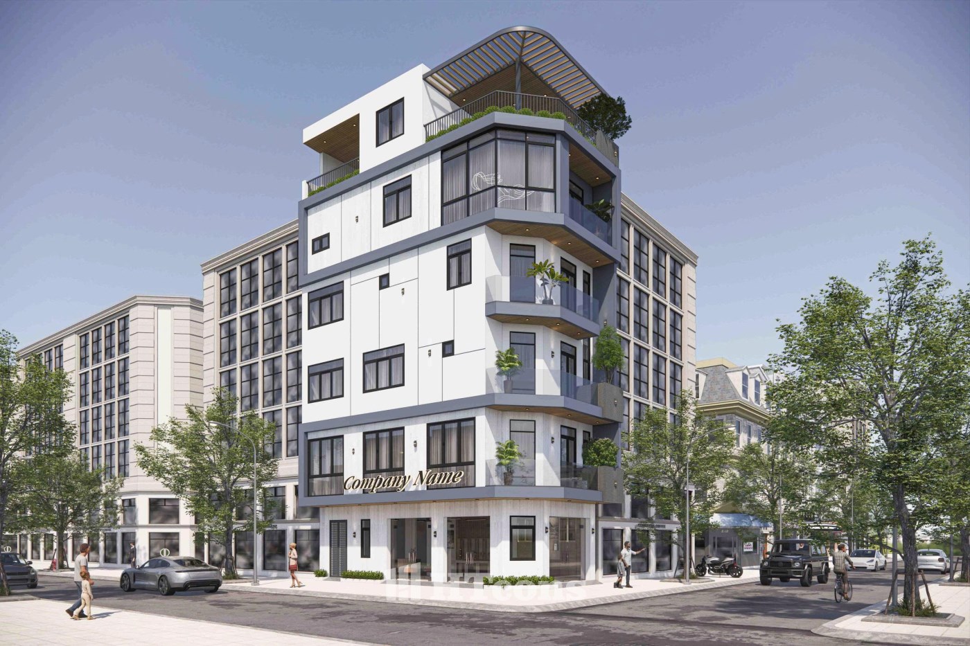 NHÀ PHỐ KẾT HỢP KINH DOANH LÔ GÓC 5 TẦNG 1 TUM