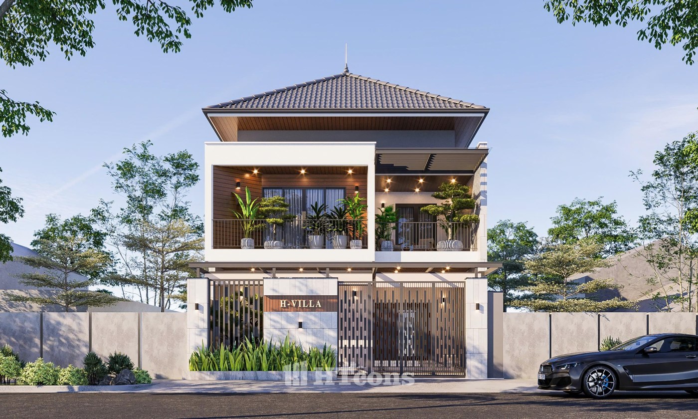 MẪU BIỆT THỰ 2 TẦNG 260M2 4 PHÒNG NGỦ PHONG CÁCH HIỆN ĐẠI