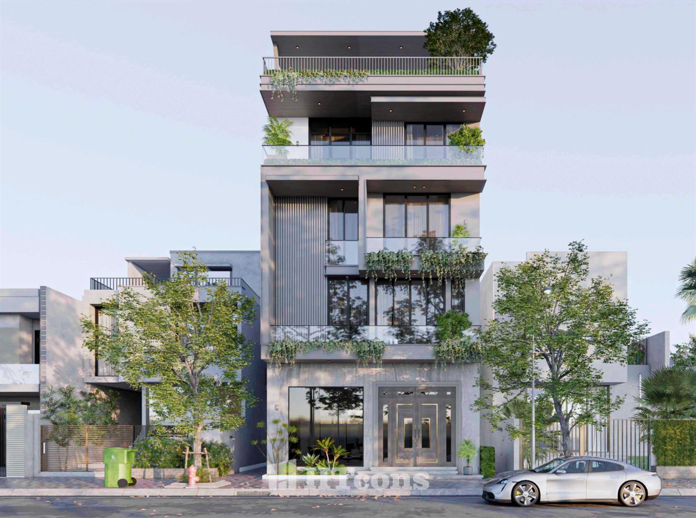 MẪU NHÀ PHỐ 4 TẦNG 1 TUM NGẬP TRÀN THIÊN NHIÊN