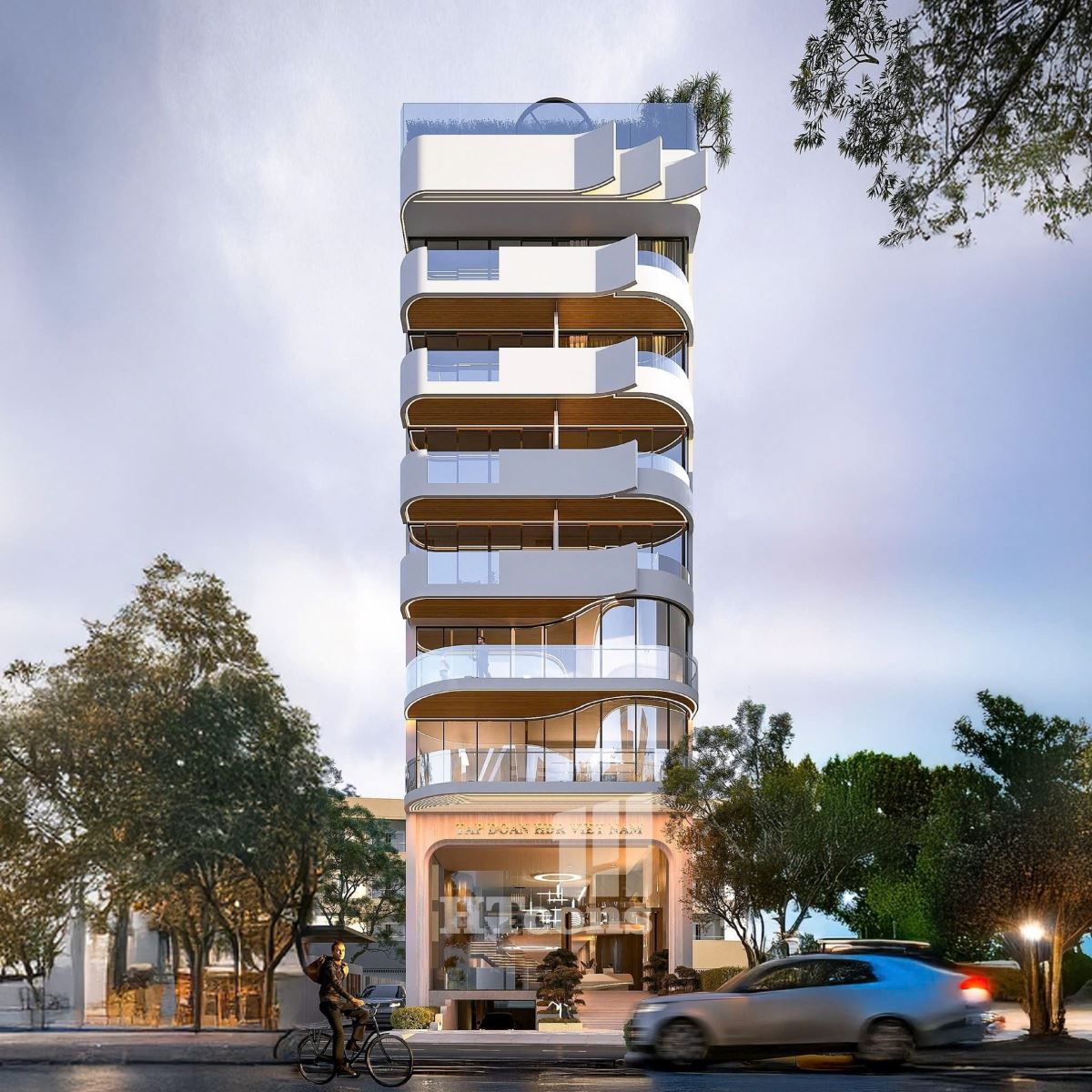 Tòa nhà phức hợp với penthouse thượng lưu nhưng vẫn đáp ứng nhu cầu cho thuê ở bên dưới