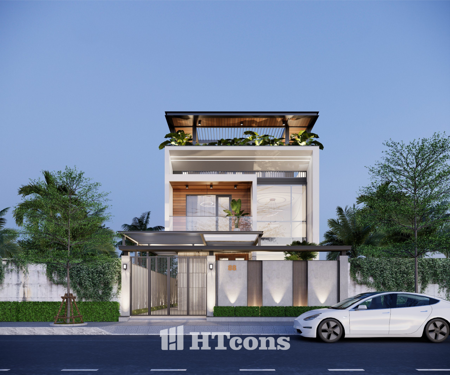 biệt thự hiện đại 2 tầng 1 tum 1