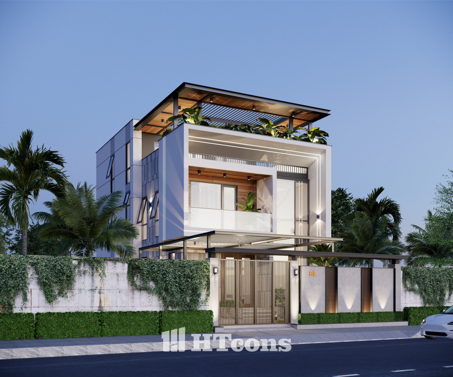 biệt thự hiện đại 2 tầng 1 tum 2