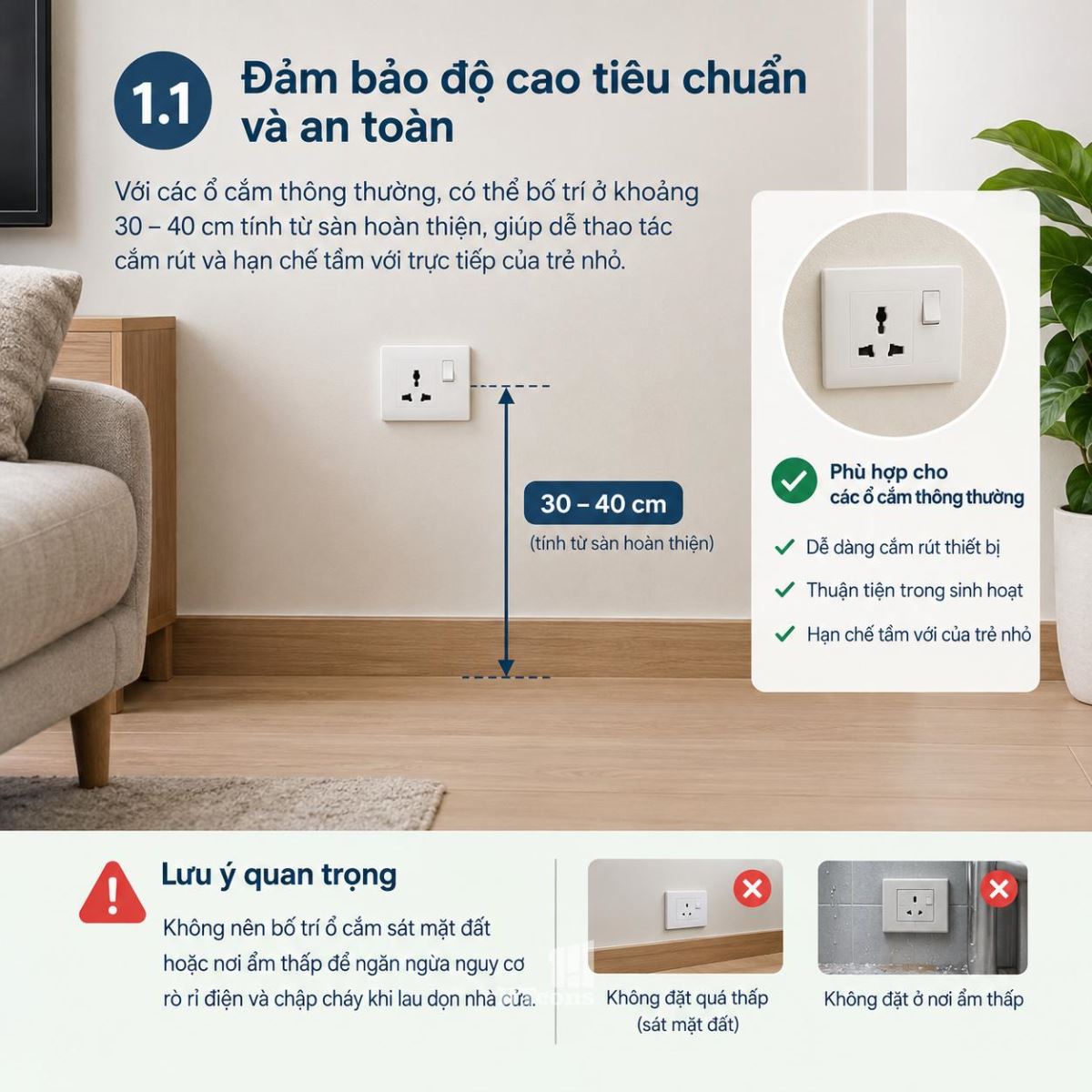 Cần tuân thủ nguyên tắc chiều cao để đảm bảo an toàn