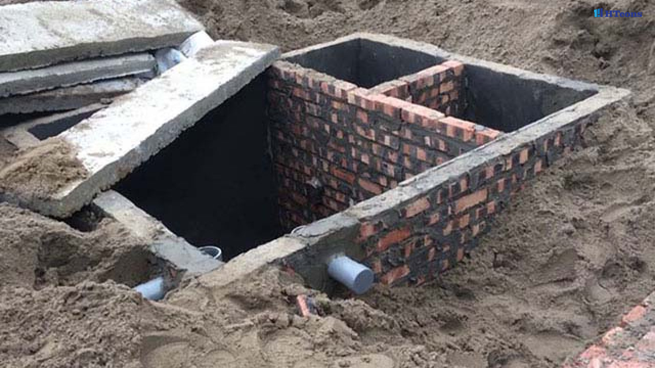 Cấu tạo bể phốt 3 ngăn xây bằng gạch