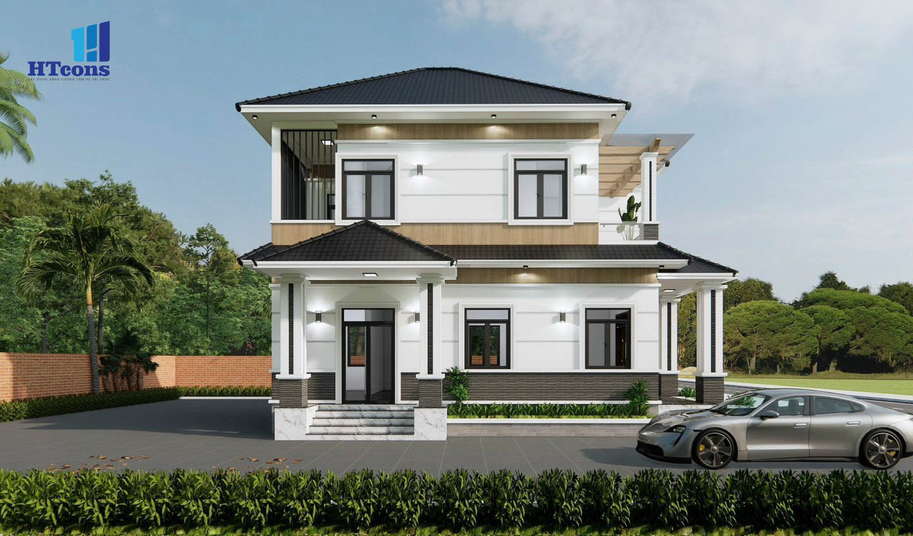 Mẫu nhà 1 trệt 1 lầu mái Nhật