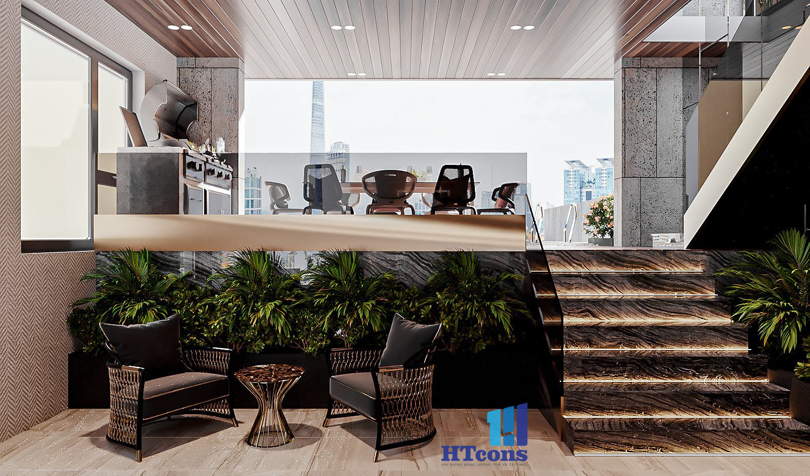 Thiết kế vu vực bể bơi sân thượng - Mẫu 1-3