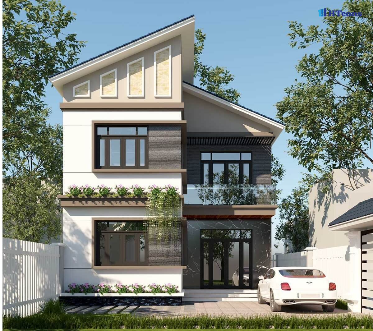 Nhà 2 tầng mái thái lệch độc đáo chỉ với 500 triệu