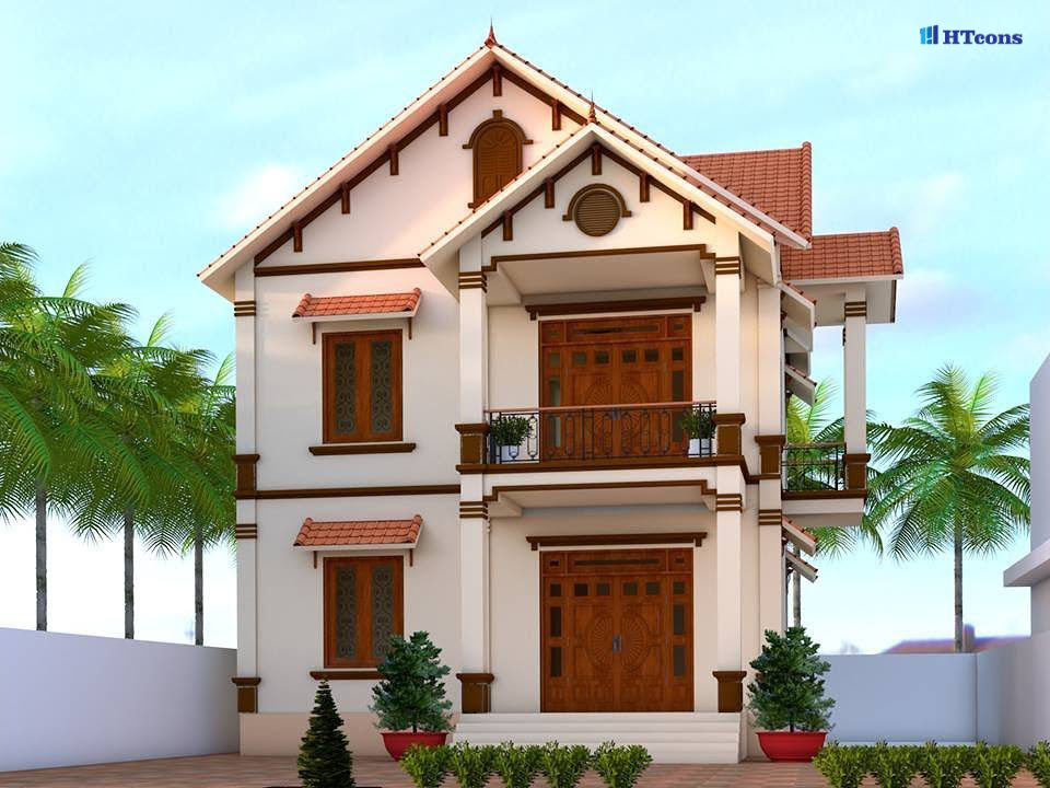 Nhà 2 tầng với kiến trúc mái thái truyền thống