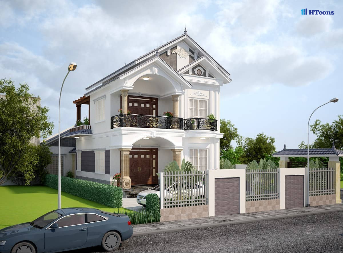 Nhà 2 tầng 500 triệu với hệ thống mái thái giật cấp cầu kỳ