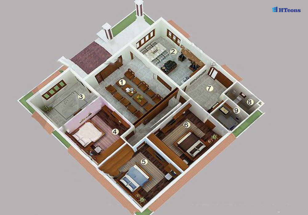 Nhà cấp 4 mái thái 3 phòng ngủ đầy đủ công năng