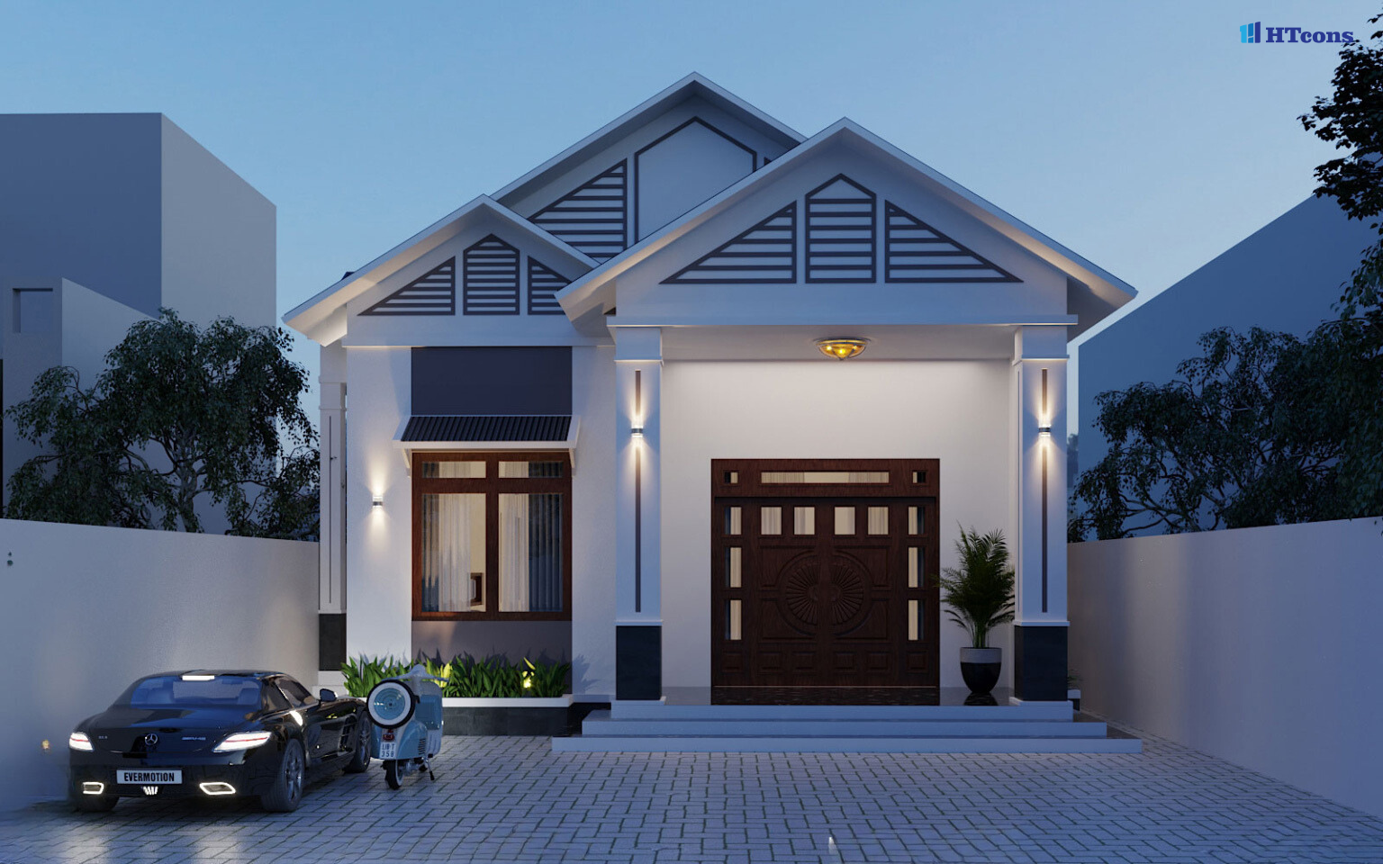 Nhà cấp 4 mái Thái 3 phòng ngủ phong cách hiện đại