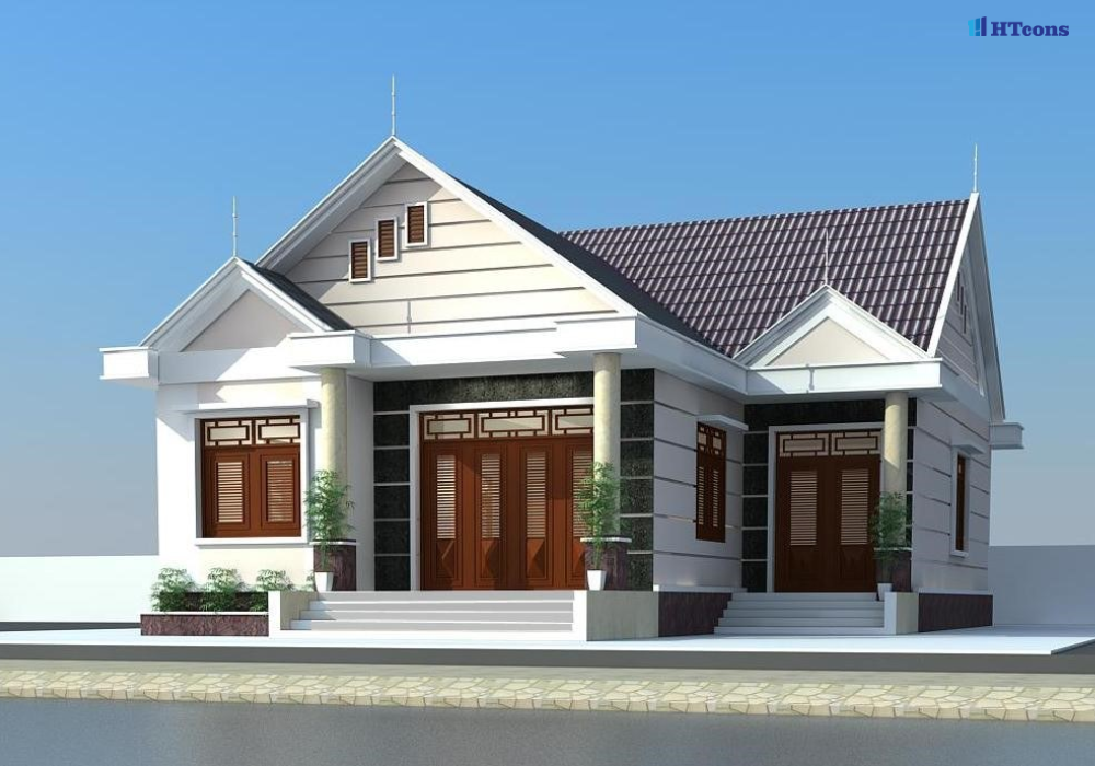 Nhà cấp 4 mái thái 3 phòng ngủ cổ điển