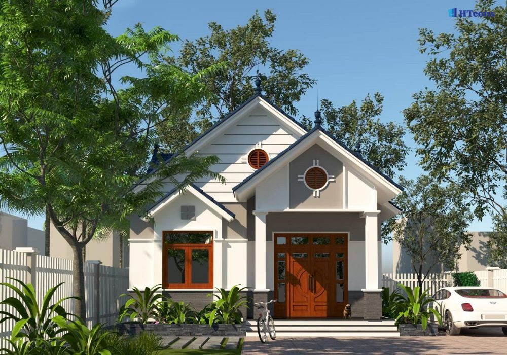 Mẫu nhà mái thái sơn trắng trang nhã