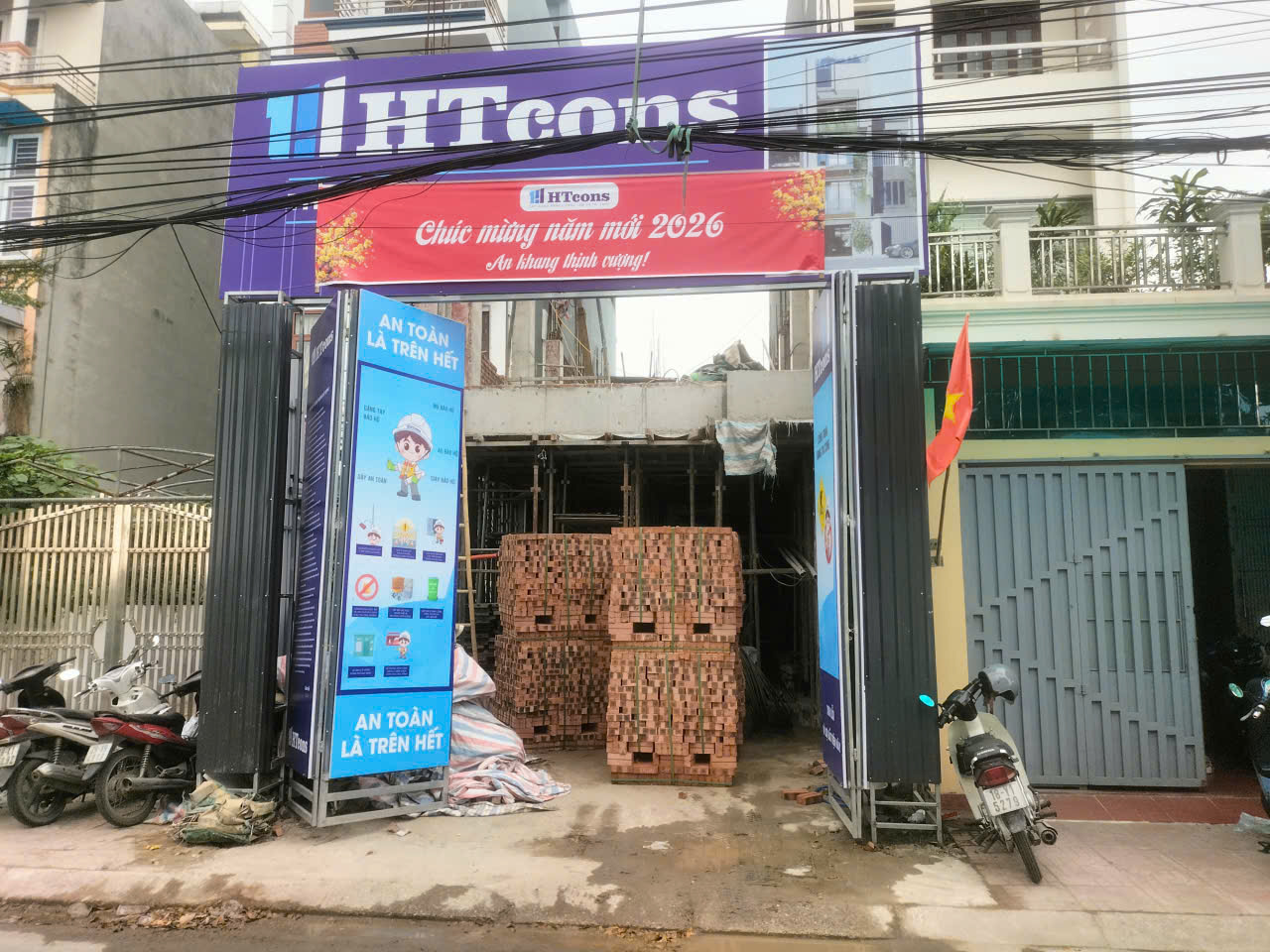 Xây tường các tầng cho dự án nhà phố Anh Phương - Nam Định