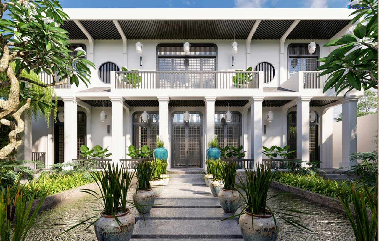 Nhà biệt thự phong cách Đông Dương có sân vườn