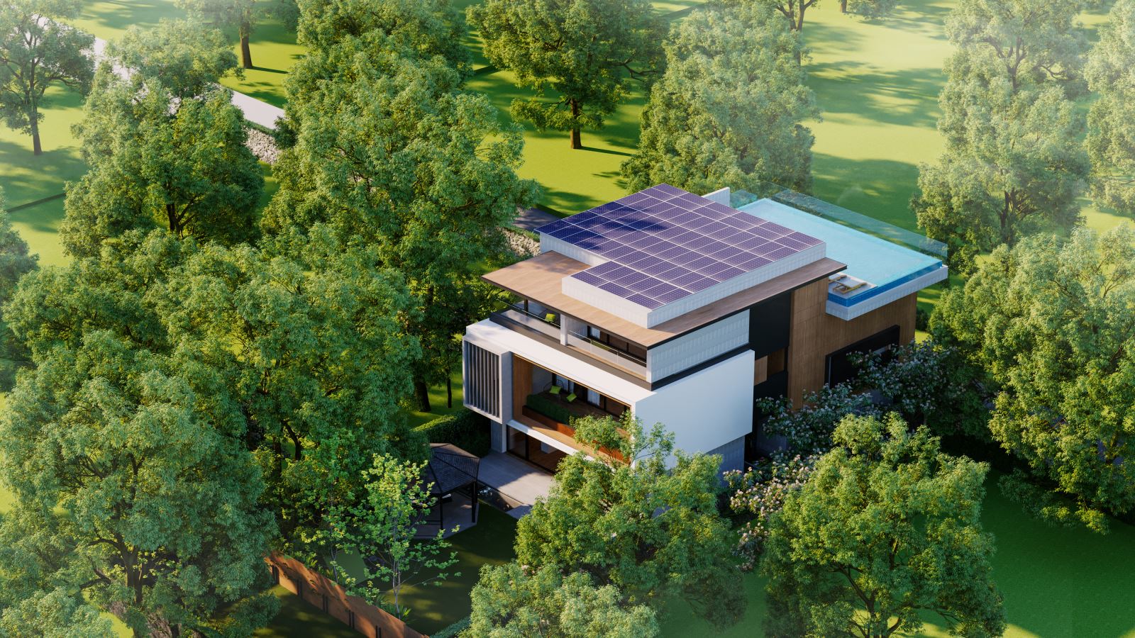 cây xanh bao phủ villa nghỉ dưỡng 