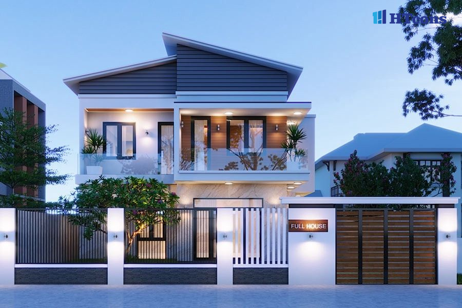 Mẫu biệt thự hiện đại tone xanh