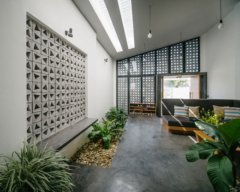 thiết kế nhà thông thoáng bằng gạch bông gió
