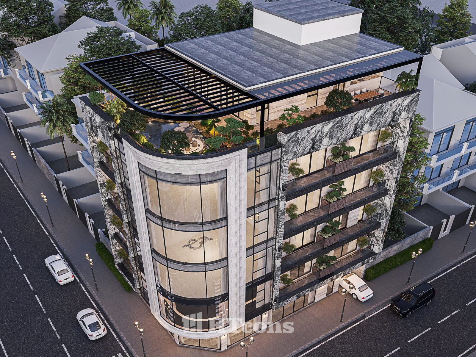 tòa nhà phức hợp Hùng Building - Bắc Ninh nhìn từ trên xuống